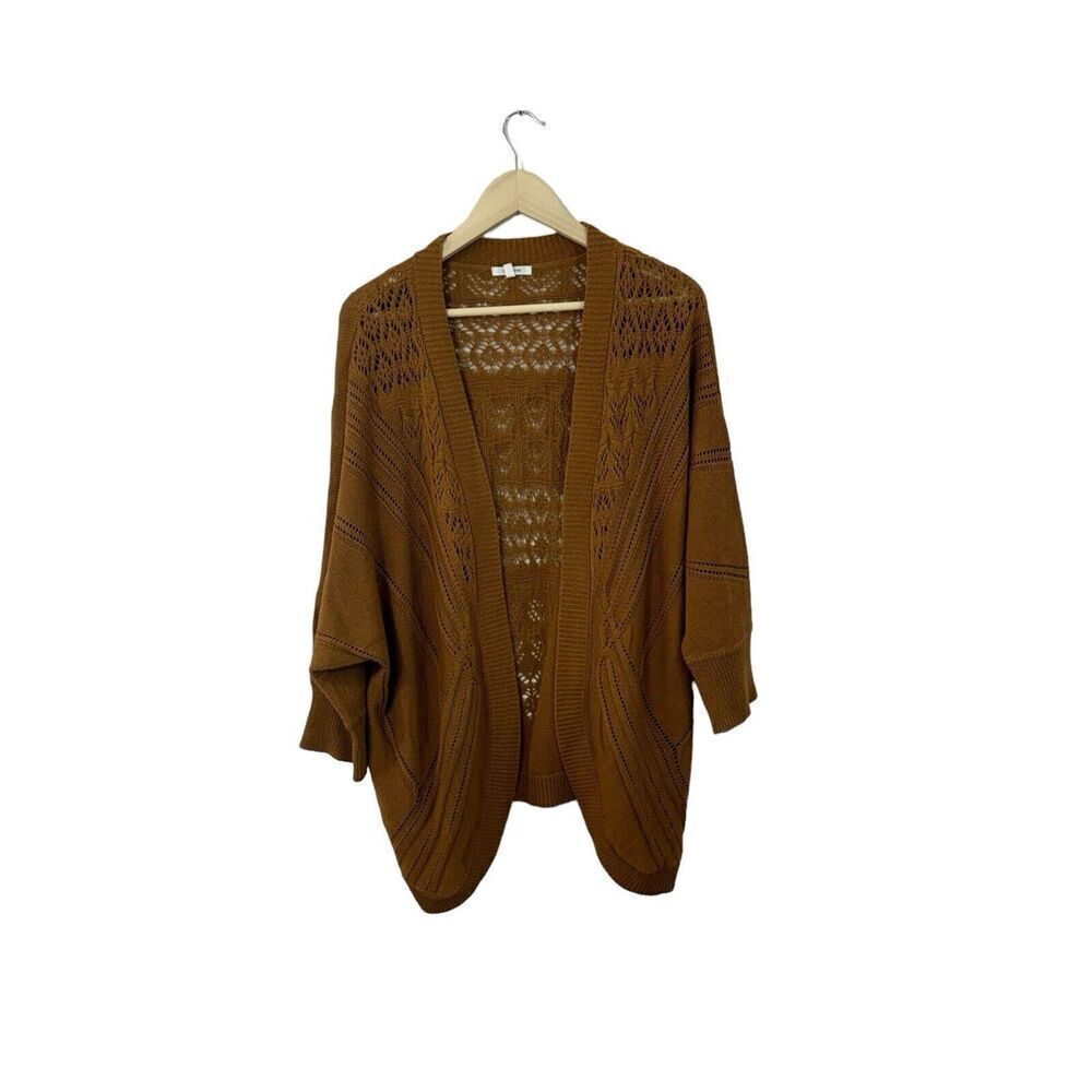 Maurices X-Large Cardigan Sweater Open Front 3/4 Sleeve Crochet Cotton Womens